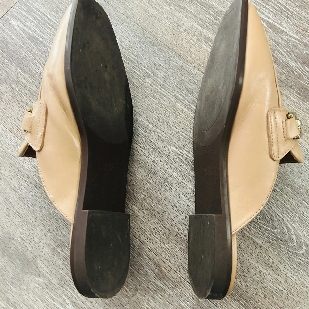 Zara Tan Leather Loafers with Gold Buckle - Picture 5 of 5
